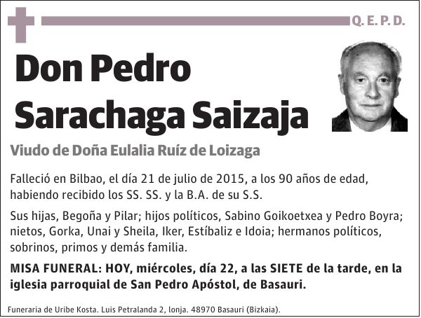 Pedro Sarachaga Saizaja