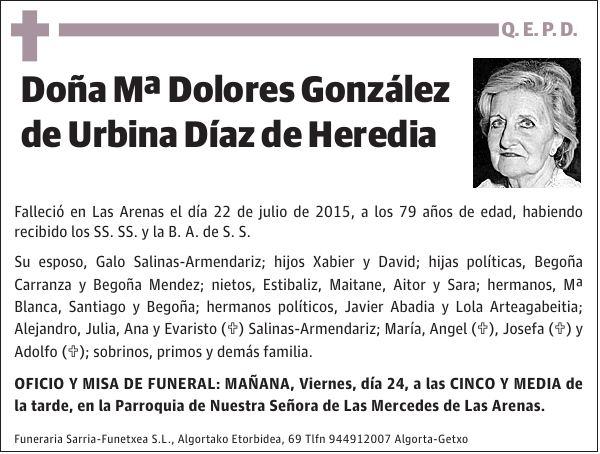 Mª Dolores González de Urbina Díaz de Heredia