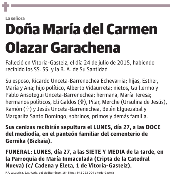 María del Carmen Olazar Garachena