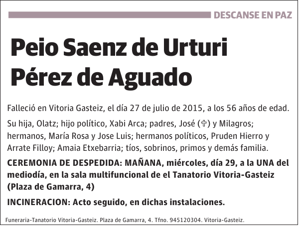 Peio Saenz de Urturi Pérez de Aguado