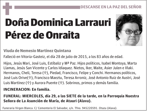 Dominica Larrauri Pérez de Onraita