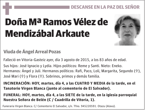 Mª Ramos Vélez de Mendizábal Arkaute