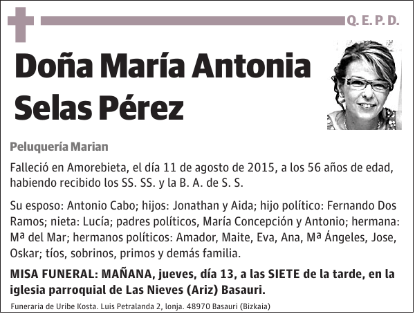 María Antonia Selas Pérez Peluquería Marian