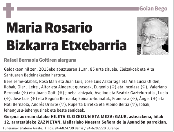 Maria Rosario Bizkarra Etxebarria