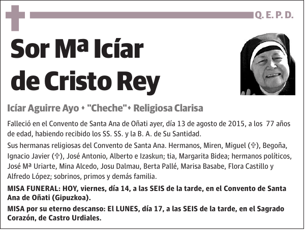 Sor Mª Icíar de Cristo Rey