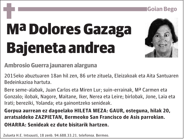 Mª Dolores Gazaga Bajeneta