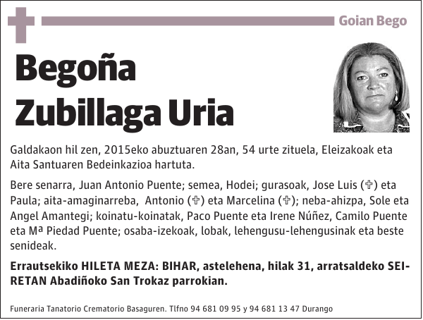 Begoña Zubillaga Uria Galdakaon