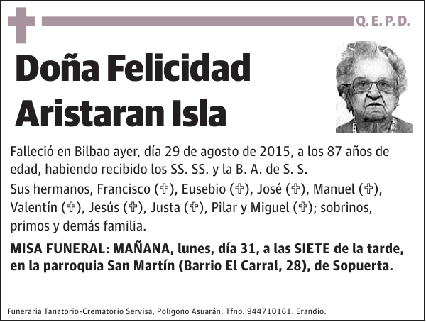 Felicidad Aristaran Isla