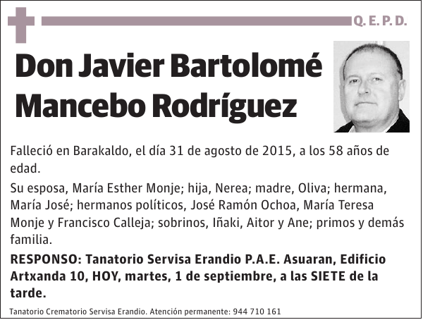 Javier Bartolomé Mancebo Rodríguez