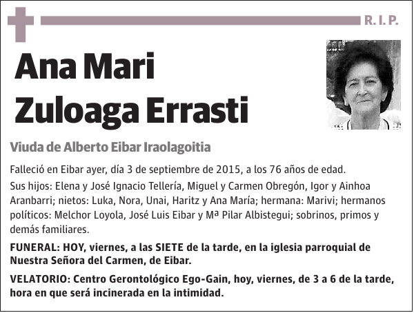 R. I. P. Ana Mari Zuloaga Errasti