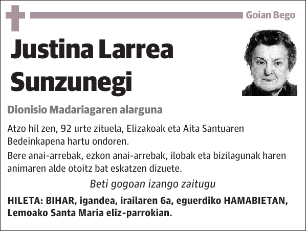 Justina Larrea Sunzunegia