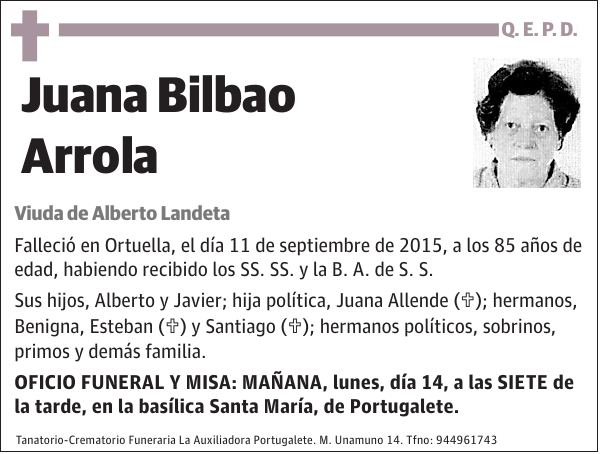 Juana Bilbao Arrola