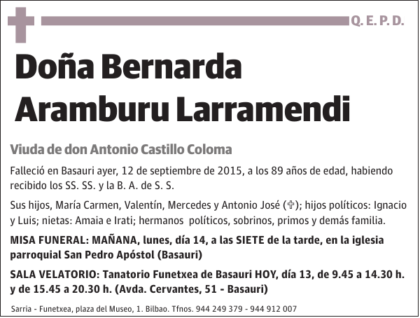 Bernarda Aramburu Larramendi