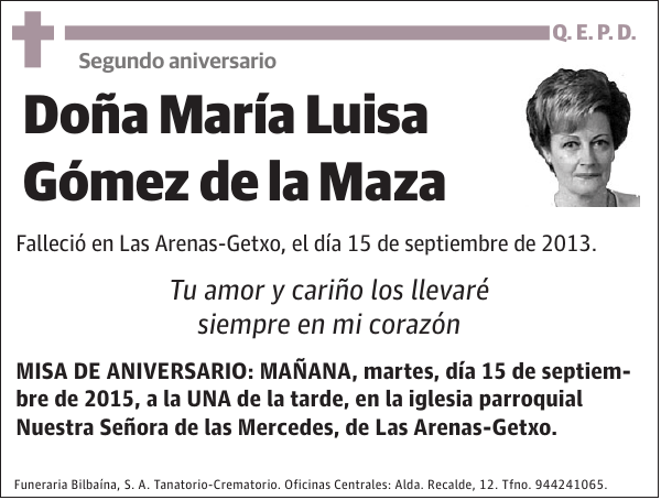 Segundo aniversario María Luisa Gómez de la Maza