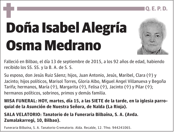 Isabel Alegría Osma Medrano