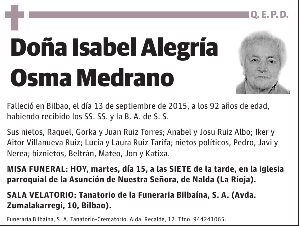 Isabel Alegría Osma Medrano