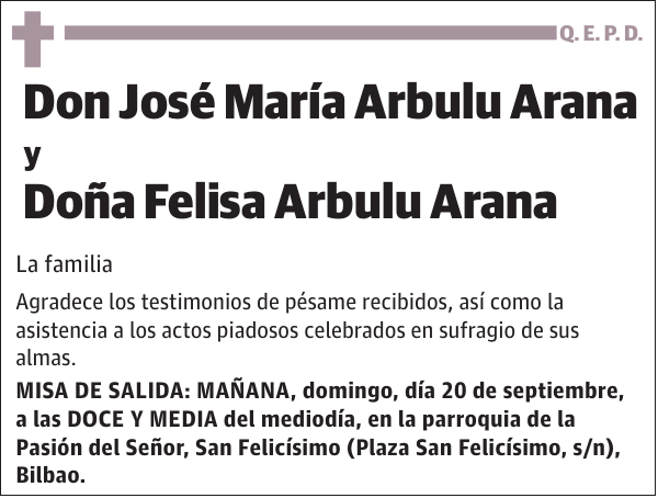 José María Arbulu Arana y Felisa Arbulu Arana