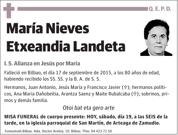 María Nieves Etxeandia Landeta