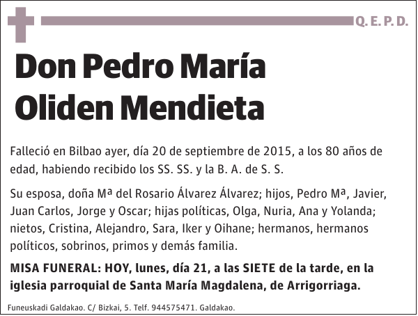 Pedro María Oliden Mendieta