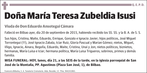 María Teresa Zubeldia Isusi