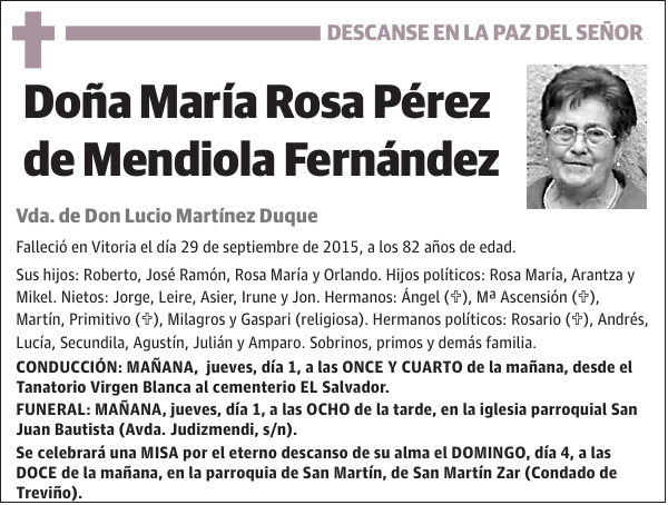 María Rosa Pérez de Mendiola Fernández