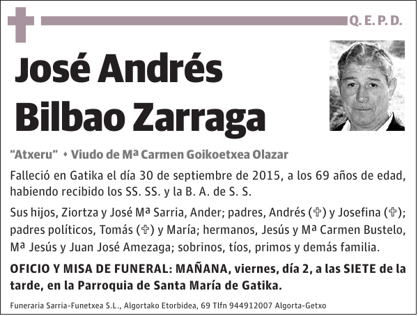 José Andrés Bilbao Zarraga