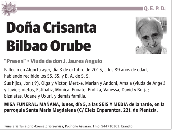 Crisanta Bilbao Orube