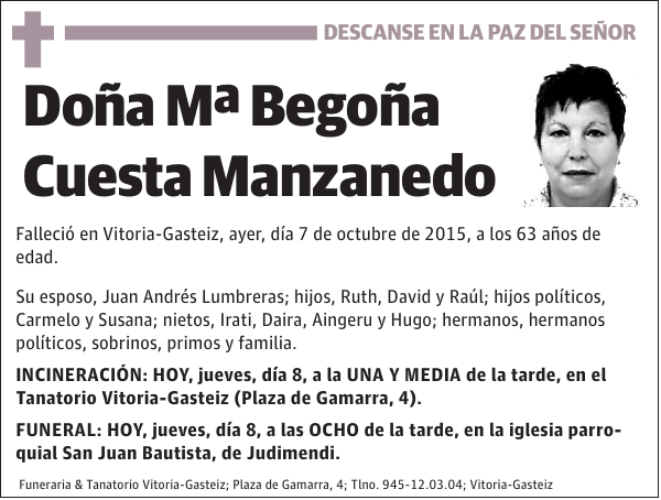 Mª Begoña Cuesta Manzanedo