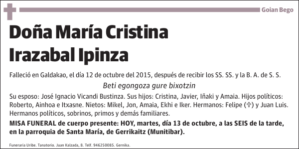 María Cristina Irazabal Ipinza