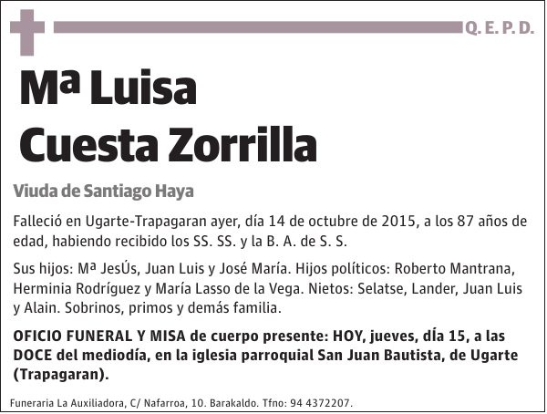 Mª Luisa Cuesta Zorrilla