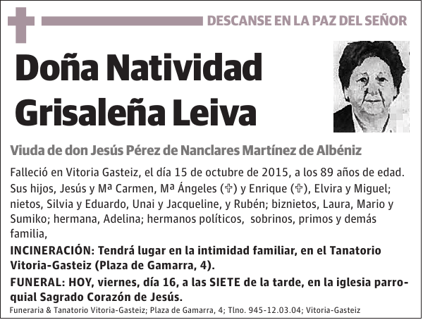 Natividad Grisaleña Leiva