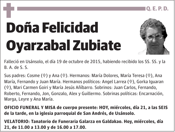 Felicidad Oyarzabal Zubiate