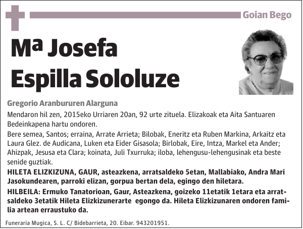 Mª Josefa Espilla Sololuze