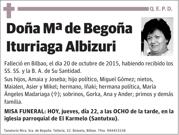 Mª de Begoña Iturriaga Albizuri