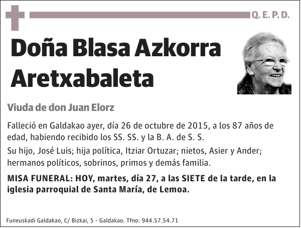 Blasa Azkorra Aretxabaleta