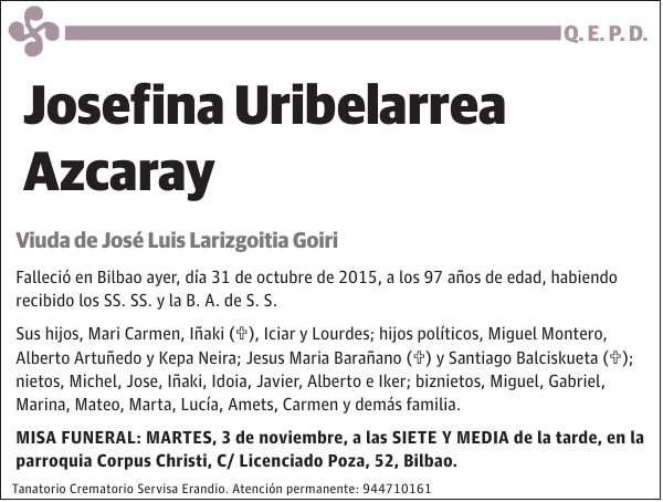 Josefina Uribelarrea Azcaray