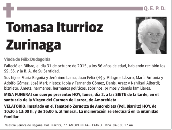 Tomasa Iturrioz Zurinaga