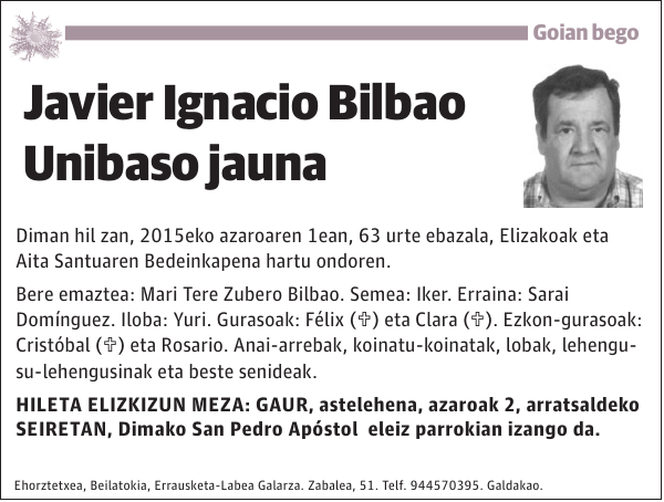 Javier Ignacio Bilbao Unibaso