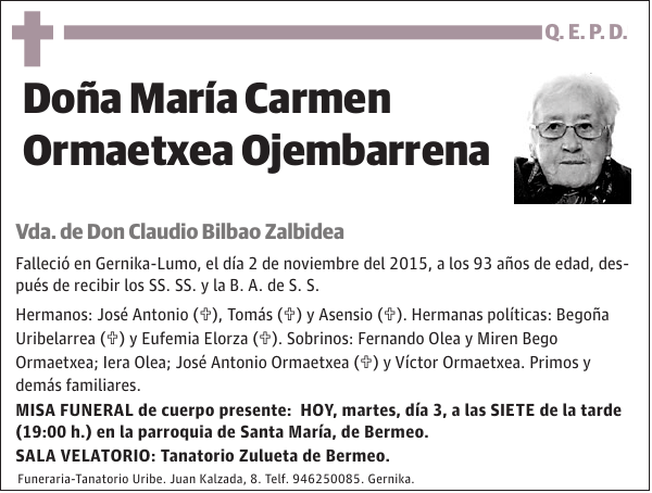 María Carmen Ormaetxea Ojembarrena