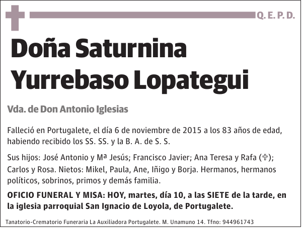 Saturnina Yurrebaso Lopategui