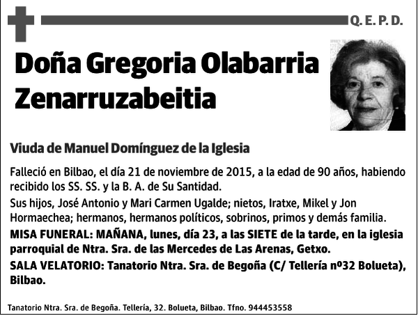 Gregoria Olabarria Zenarruzabeitia