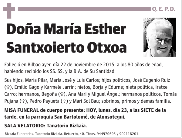 María Esther Santxoierto Otxoa