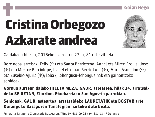 Cristina Orbegozo Azkarate