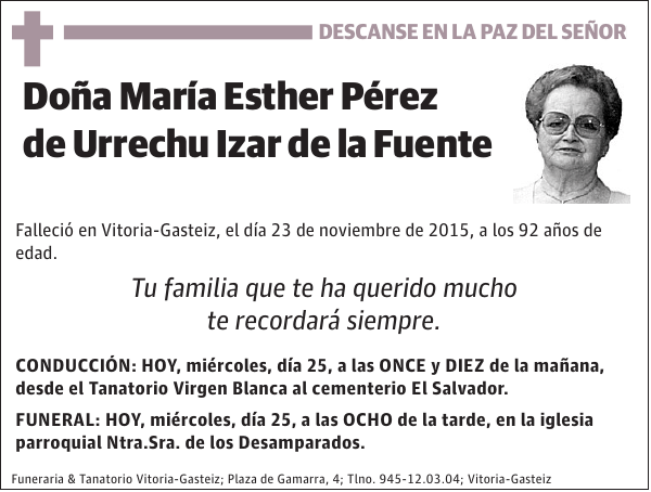 María Esther Pérez de Urrechu Izar de la Fuente