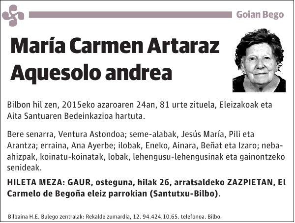 María Carmen Artaraz Aquesolo