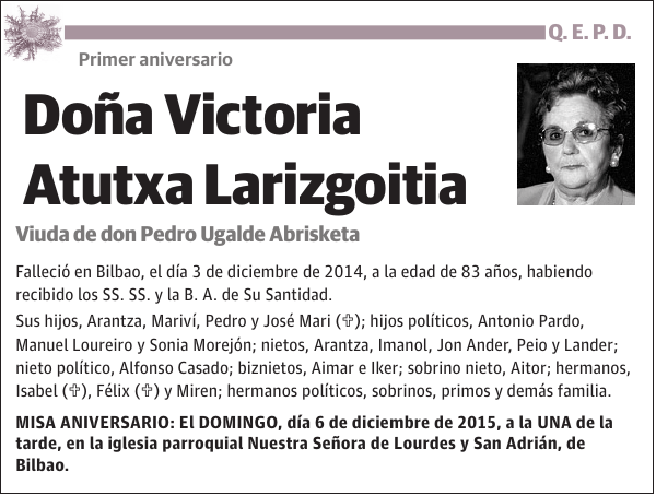 Victoria Atutxa Larizgoitia