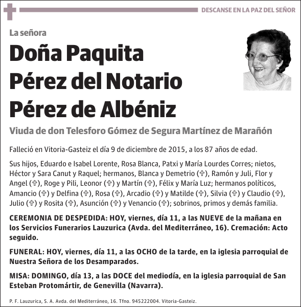 Paquita Pérez del Notario Pérez de Albéniz