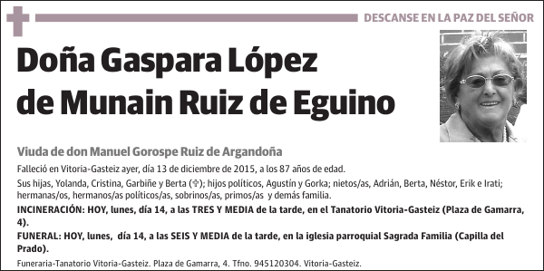 Gaspara López de Munain Ruiz de Eguino