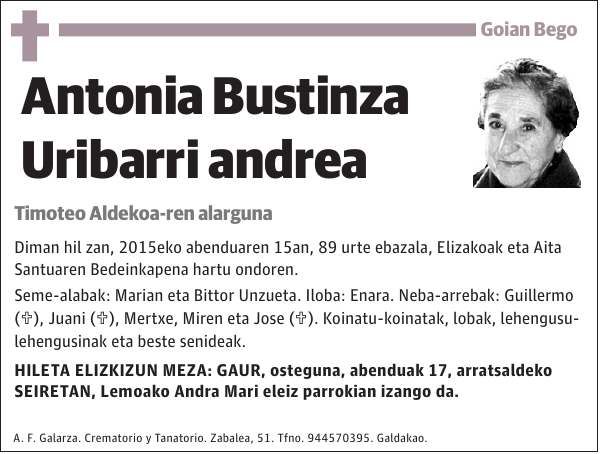 Antonia Bustinza Uribarri