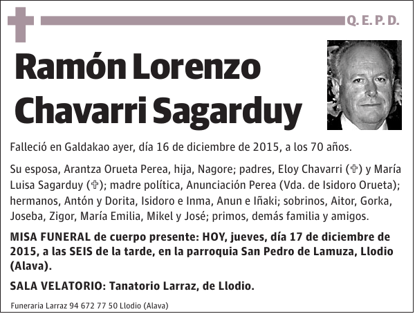 Ramón Lorenzo Chavarri Sagarduy